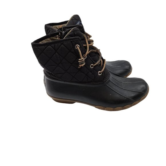 Sperry Saltwater Quilted Duck Booties Womens size 8 Black - Picture 1 of 7